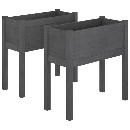 vidaXL Garden Planters 2 pcs Grey 70x31x70 cm Solid Pinewood