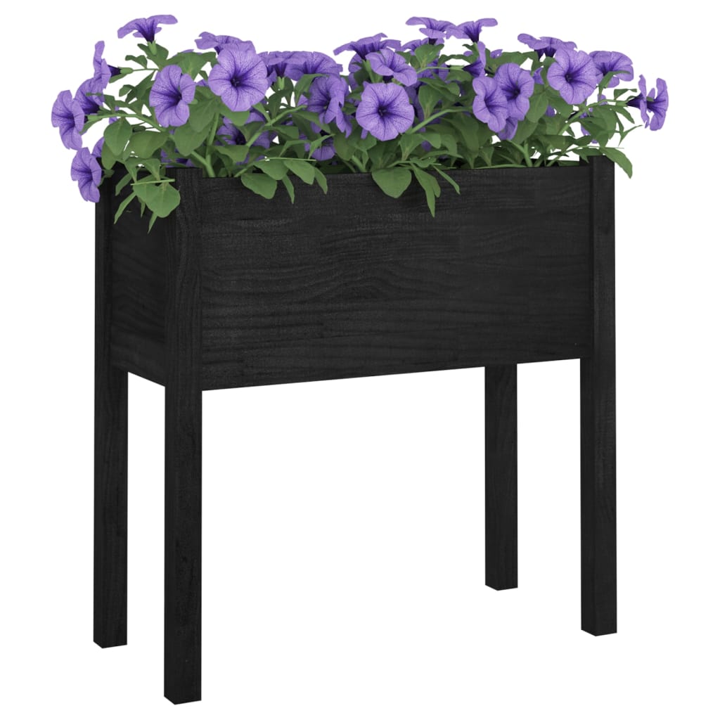 vidaXL Garden Planters 2 pcs Black 70x31x70 cm Solid Pinewood