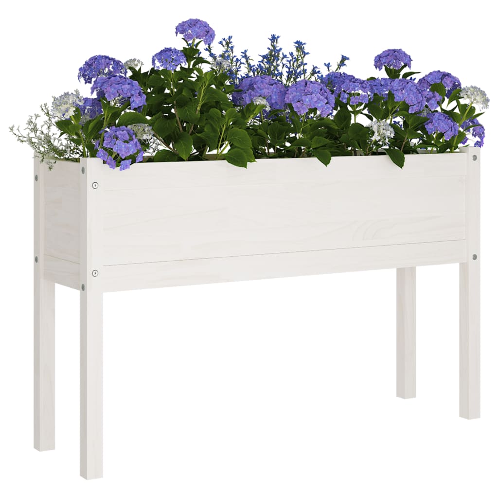 vidaXL Garden Planter White 110x31x70 cm Solid Pinewood