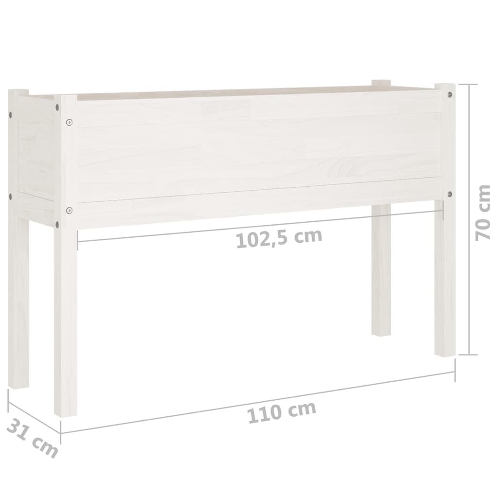 vidaXL Garden Planter White 110x31x70 cm Solid Pinewood