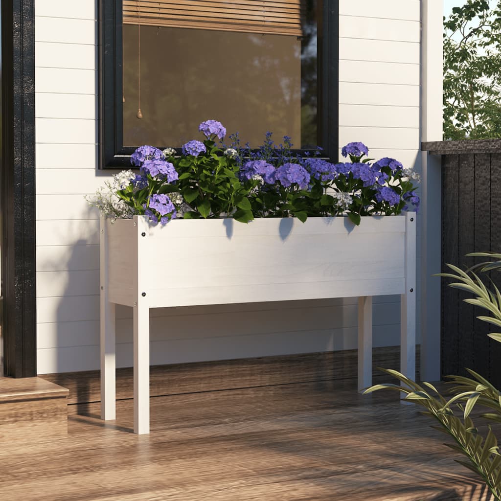 vidaXL Garden Planter White 110x31x70 cm Solid Pinewood