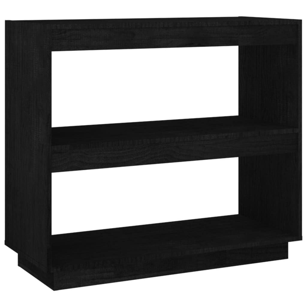 vidaXL Book Cabinet Black 80x35x71 cm Solid Pinewood