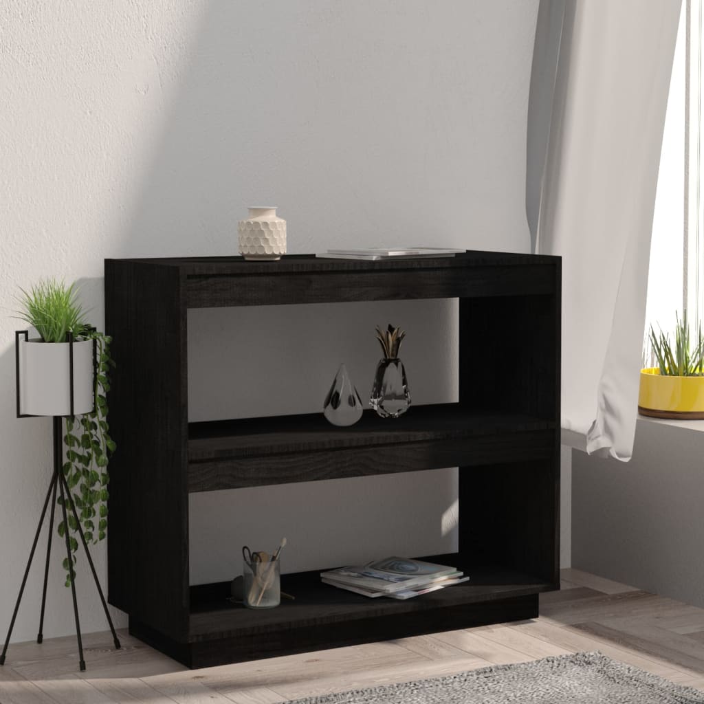 vidaXL Book Cabinet Black 80x35x71 cm Solid Pinewood