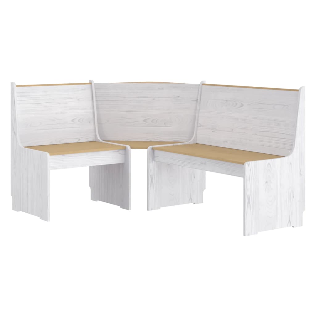 vidaXL 3 Piece Dining Set REINE Honey Brown and White Solid Wood Pine