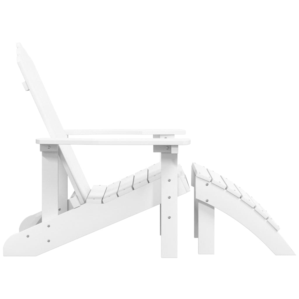 vidaXL Garden Adirondack Chair with Footstool HDPE White