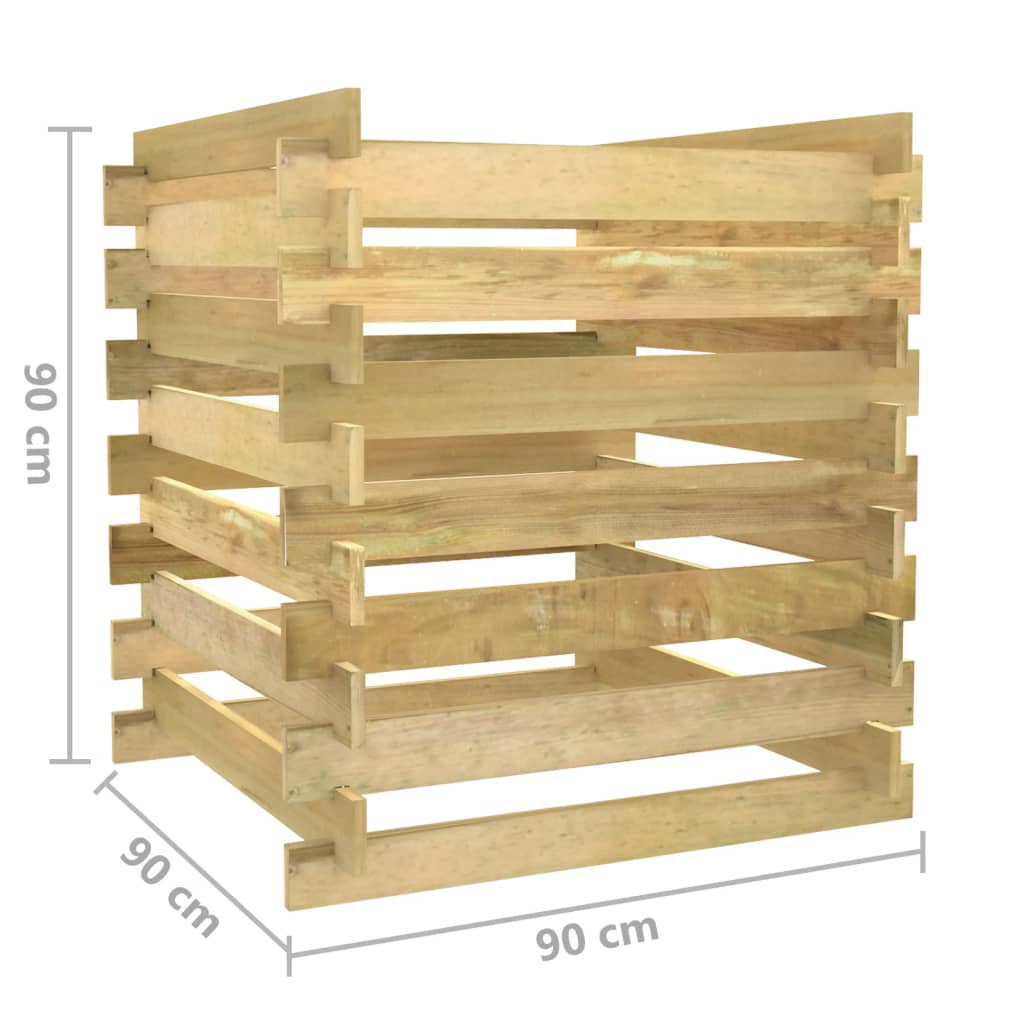 vidaXL Slatted Garden Composter 90x90x90 cm Impregnated Pinewood