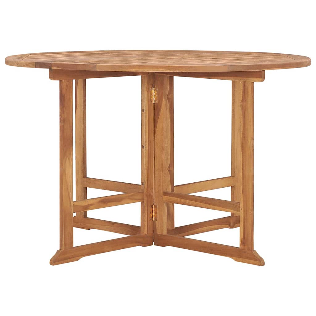 318479 vidaXL Folding Garden Dining Table Ø110x75 cm Solid Wood Teak
