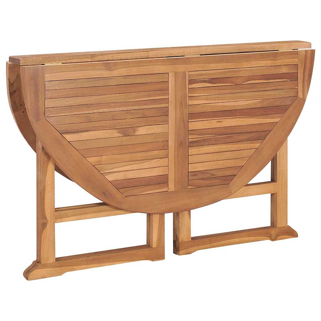 318479 vidaXL Folding Garden Dining Table Ø110x75 cm Solid Wood Teak