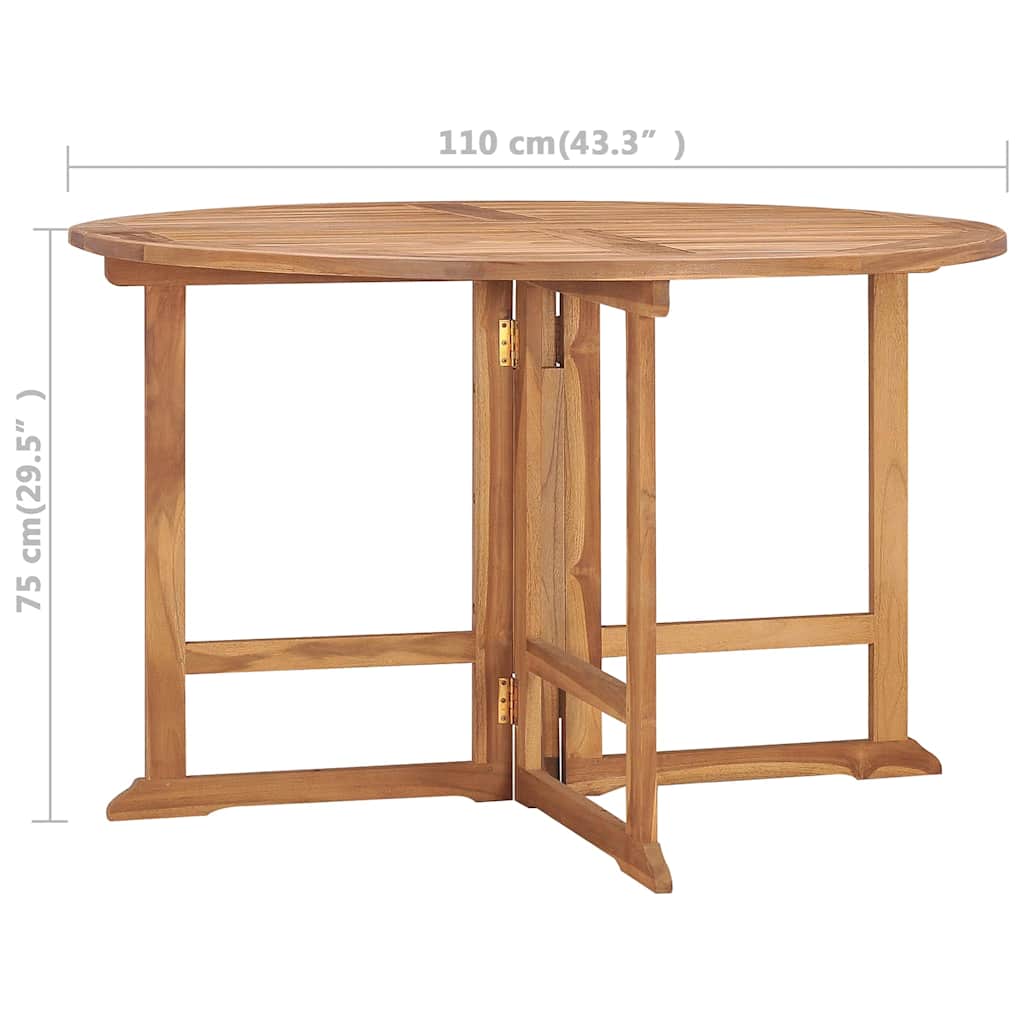 318479 vidaXL Folding Garden Dining Table Ø110x75 cm Solid Wood Teak
