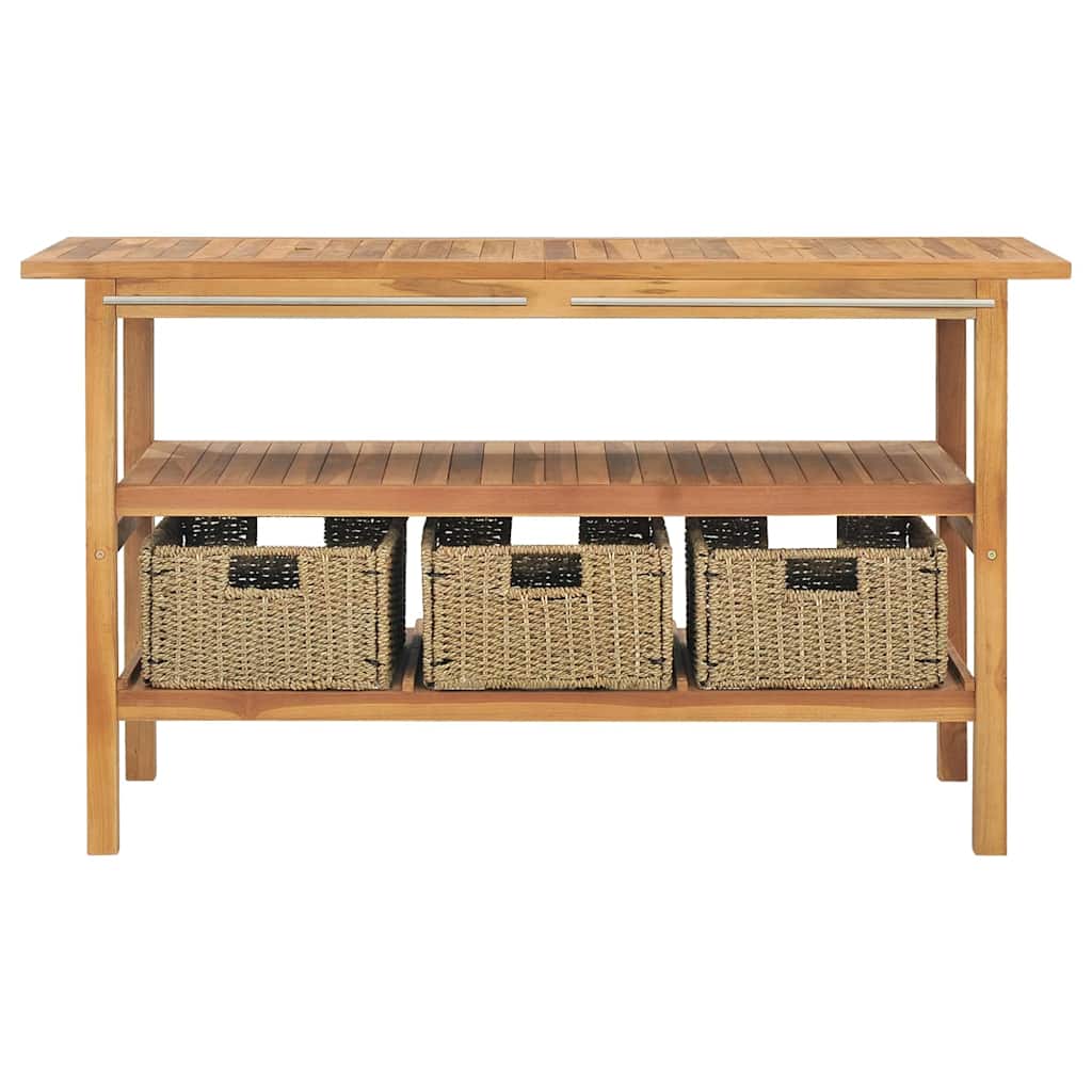 318483 vidaXL Bathroom Vanity Cabinet with 3 Baskets Solid Wood Teak 132x45x75 cm