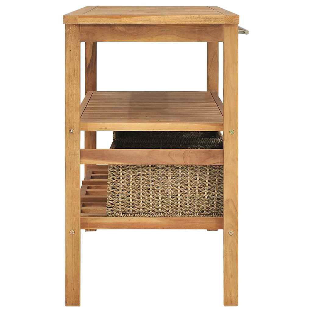 318483 vidaXL Bathroom Vanity Cabinet with 3 Baskets Solid Wood Teak 132x45x75 cm