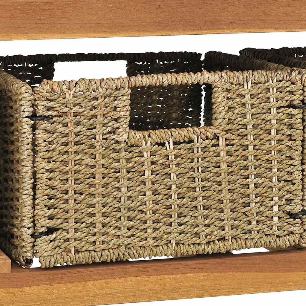 318483 vidaXL Bathroom Vanity Cabinet with 3 Baskets Solid Wood Teak 132x45x75 cm