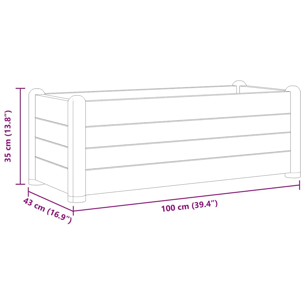 Garden Raised Bed PP Stone Grey 100x43x35 cm