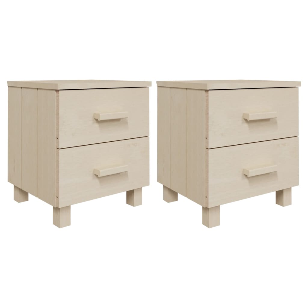 Tables de Chevet HAMAR 2 pcs Brun Miel 40x35x44.5cm Bois Massif