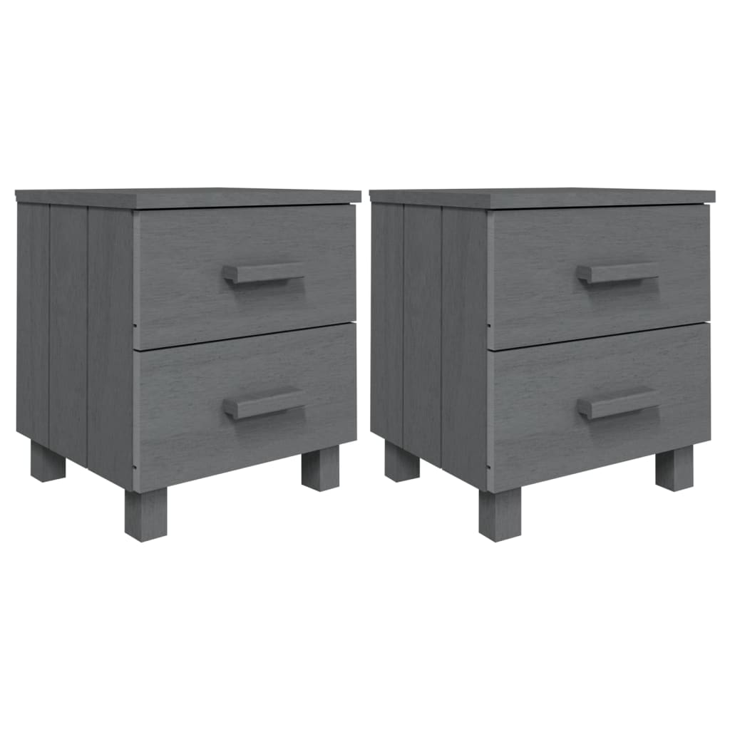 Tables de Chevet HAMAR 2 pcs Gris Foncé 40x35x44,5 cm Bois Massif