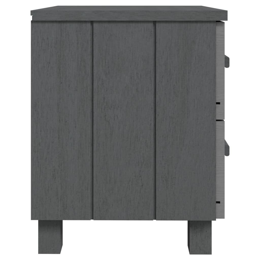 Tables de Chevet HAMAR 2 pcs Gris Foncé 40x35x44,5 cm Bois Massif