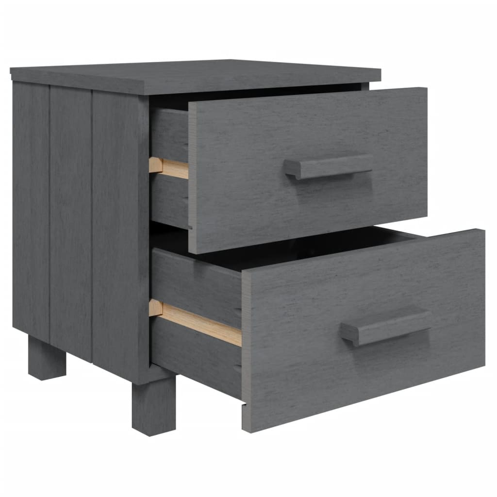 Tables de Chevet HAMAR 2 pcs Gris Foncé 40x35x44,5 cm Bois Massif