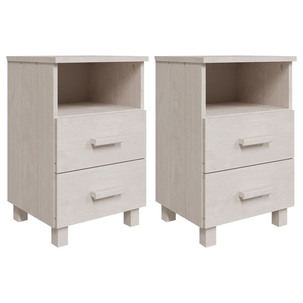 Tables de Chevet HAMAR 2 pcs Blanc 40x35x62 cm Bois Massif