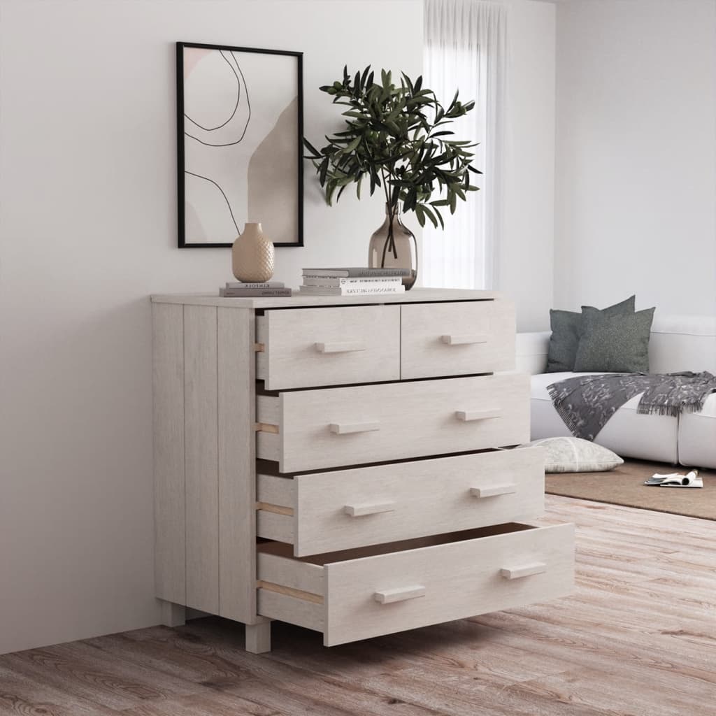 Buffet HAMAR Blanc 79x40x80 cm Bois Massif Pin