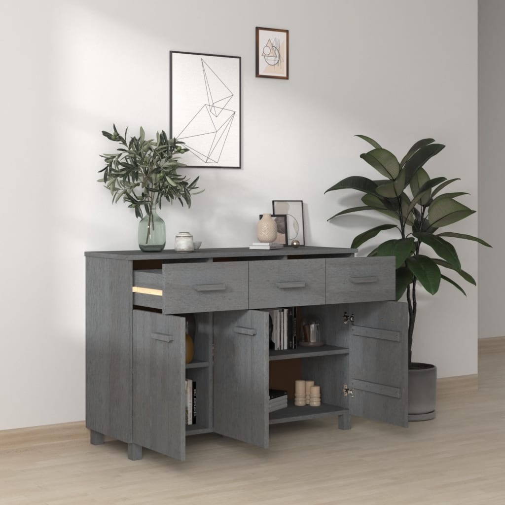 Buffet HAMAR Gris Foncé 113x40x80 cm Bois Massif Pin