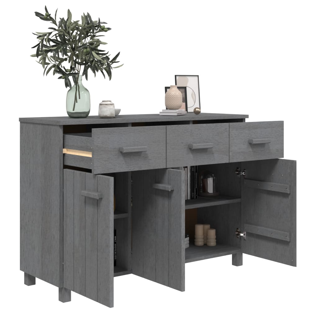 Buffet HAMAR Gris Foncé 113x40x80 cm Bois Massif Pin