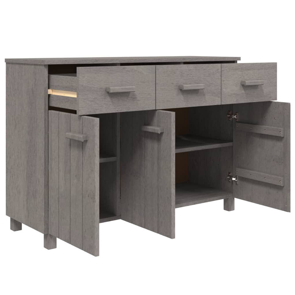 Buffet HAMAR Gris Clair 113x40x80 cm Bois Massif Pin