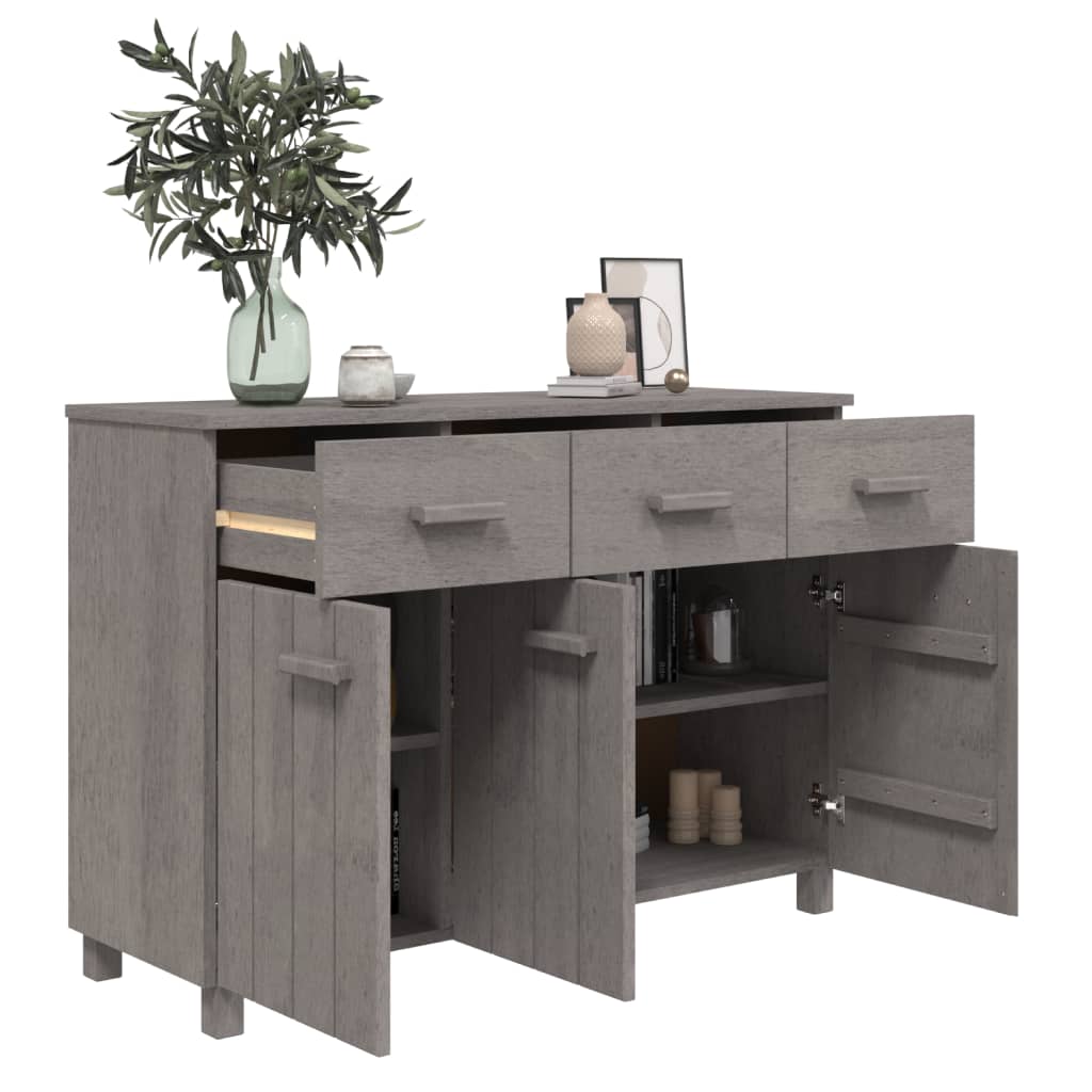 Buffet HAMAR Gris Clair 113x40x80 cm Bois Massif Pin