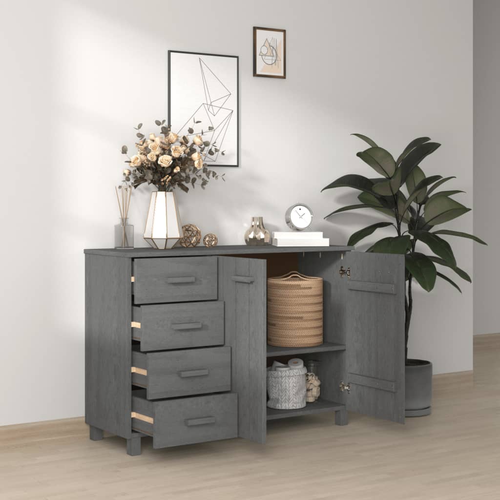 Buffet HAMAR Gris Foncé 113x40x80 cm Bois Massif Pin