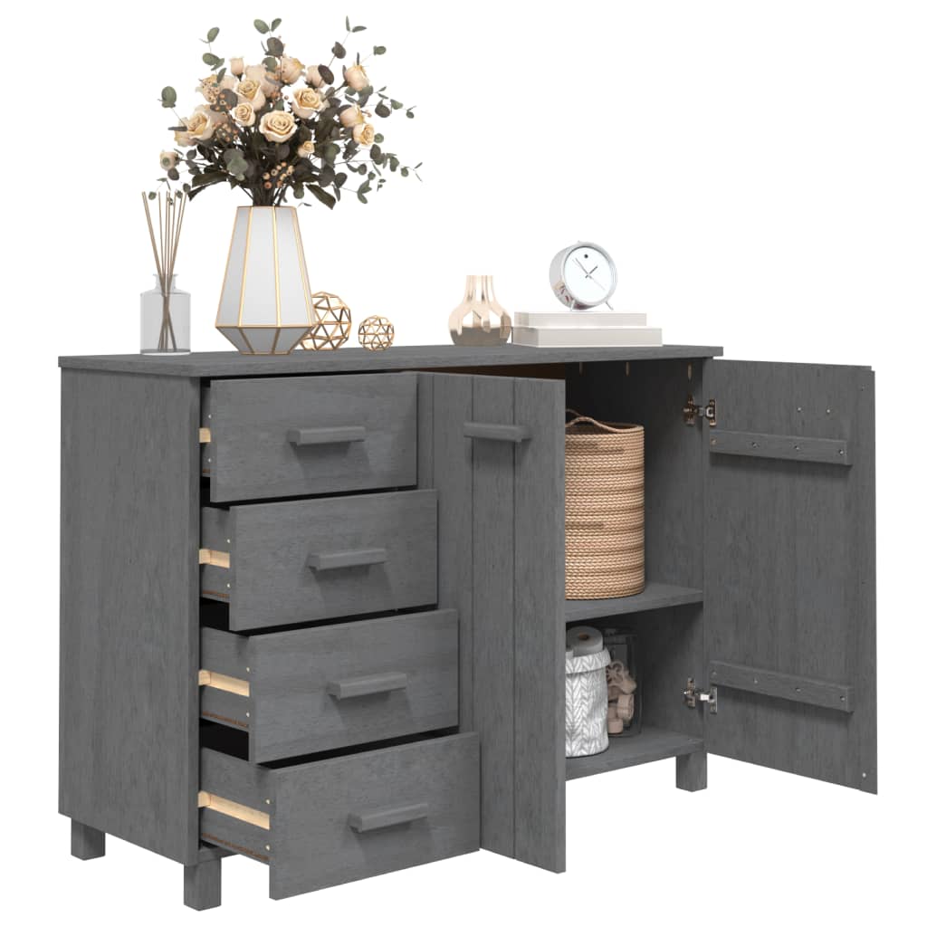 Buffet HAMAR Gris Foncé 113x40x80 cm Bois Massif Pin