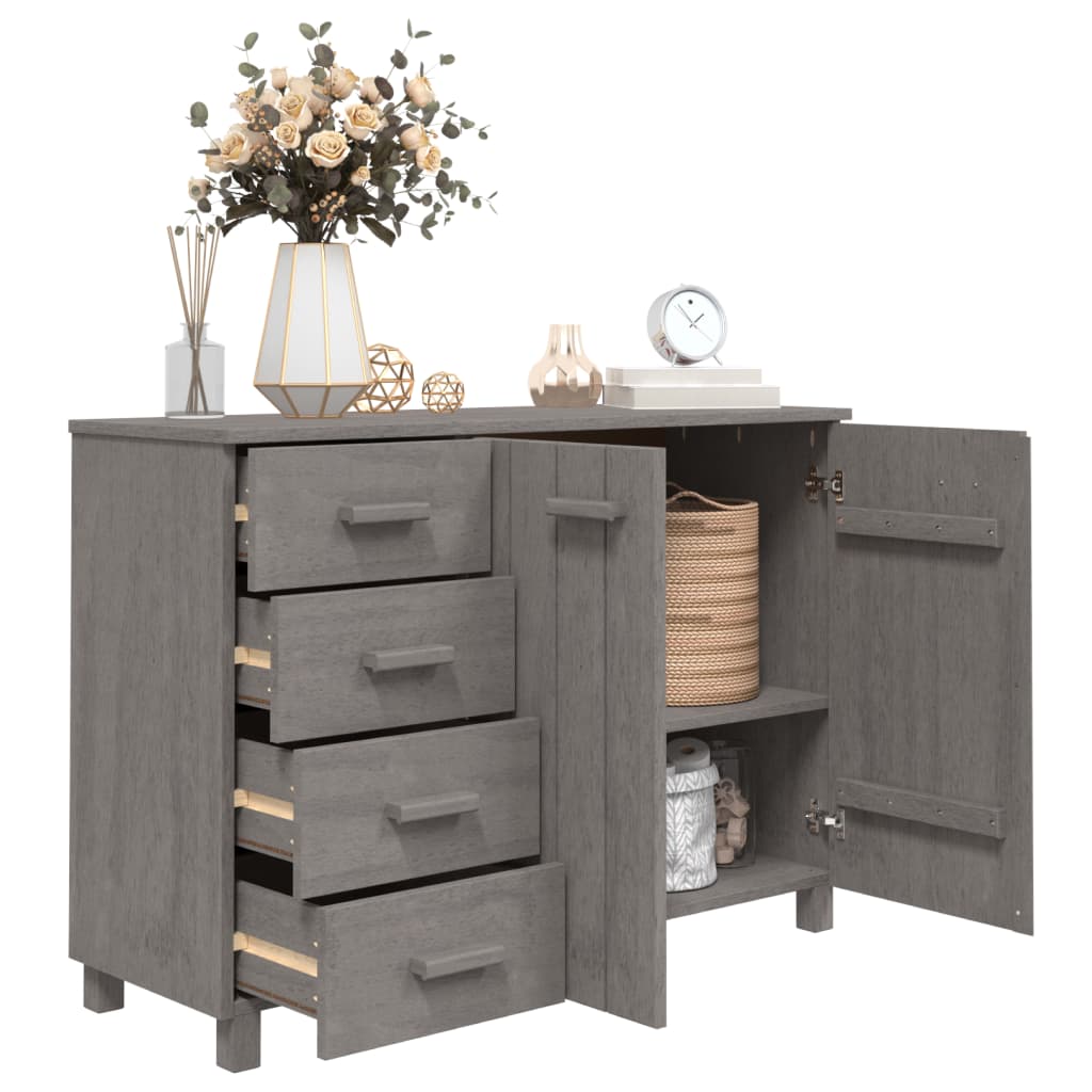 vidaXL Sideboard HAMAR Light Grey 113x40x80 cm Solid Wood Pine