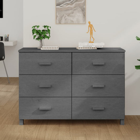 Buffet HAMAR Gris Foncé 113x40x80 cm Bois Massif Pin