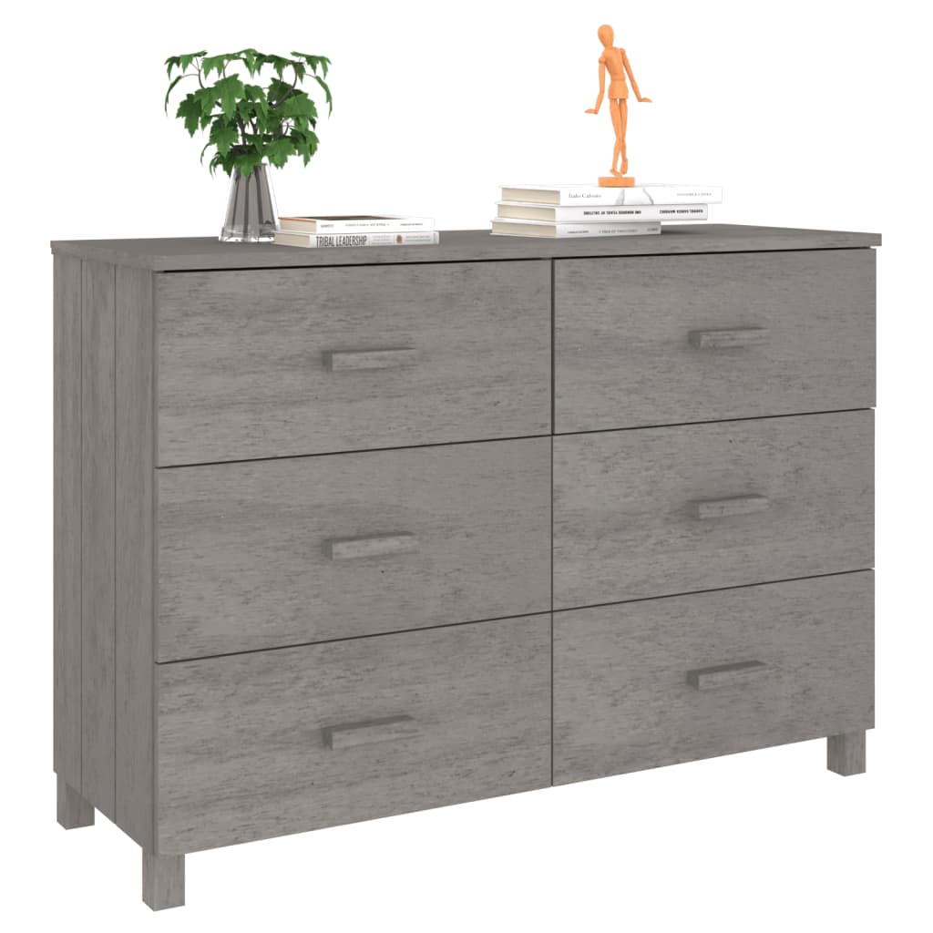 Buffet HAMAR Gris Clair 113x40x80 cm Bois Massif Pin