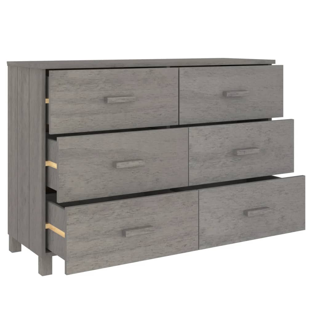 Buffet HAMAR Gris Clair 113x40x80 cm Bois Massif Pin