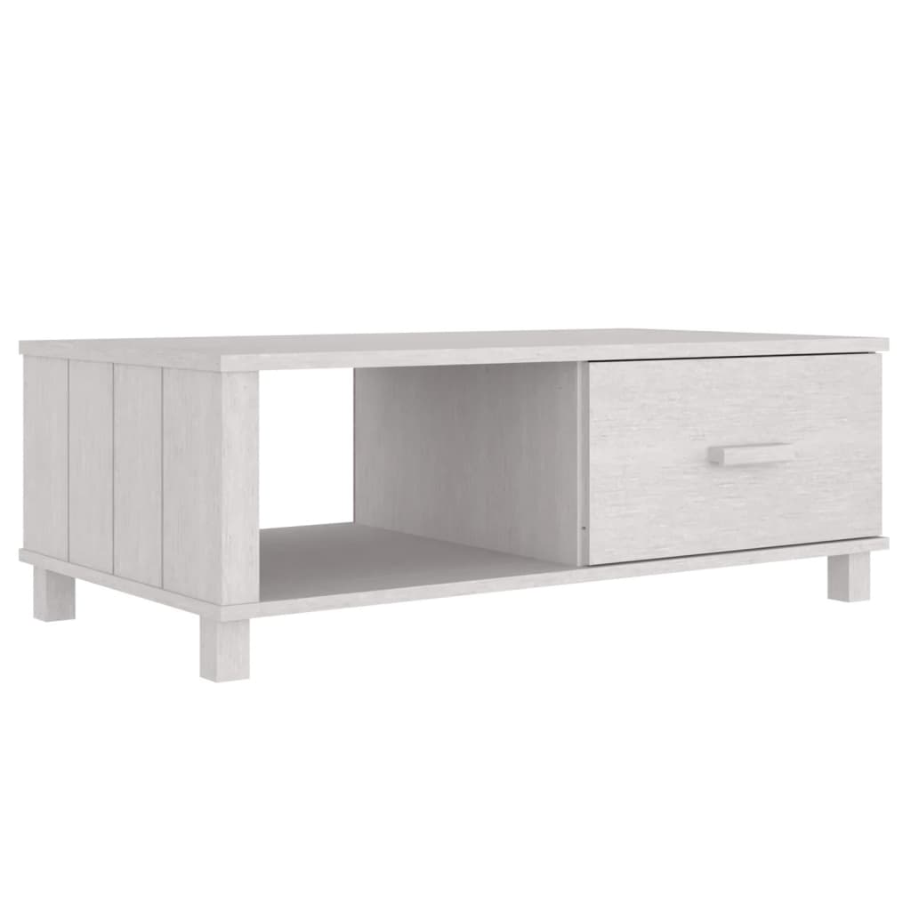 Table basse HAMAR Blanc 100x55x35 cm Bois Massif Pin