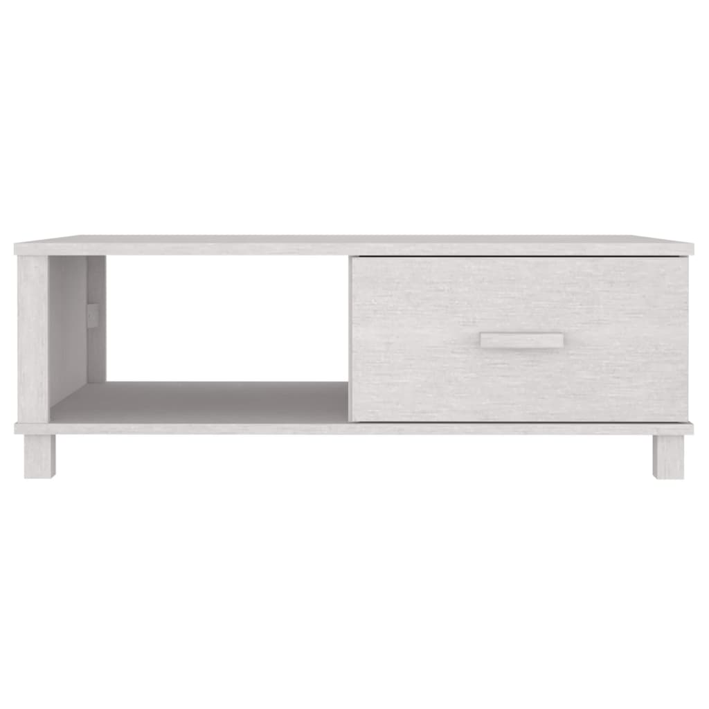 Table basse HAMAR Blanc 100x55x35 cm Bois Massif Pin