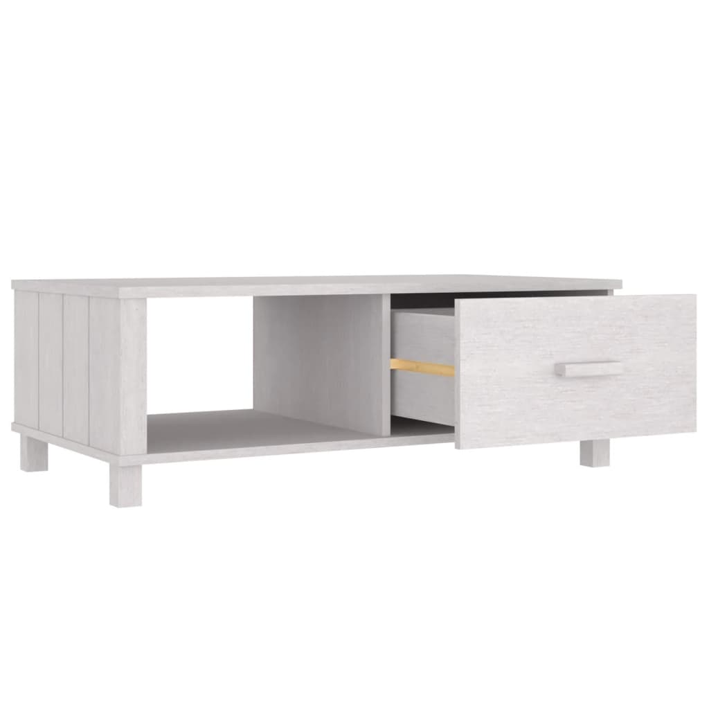 Table basse HAMAR Blanc 100x55x35 cm Bois Massif Pin