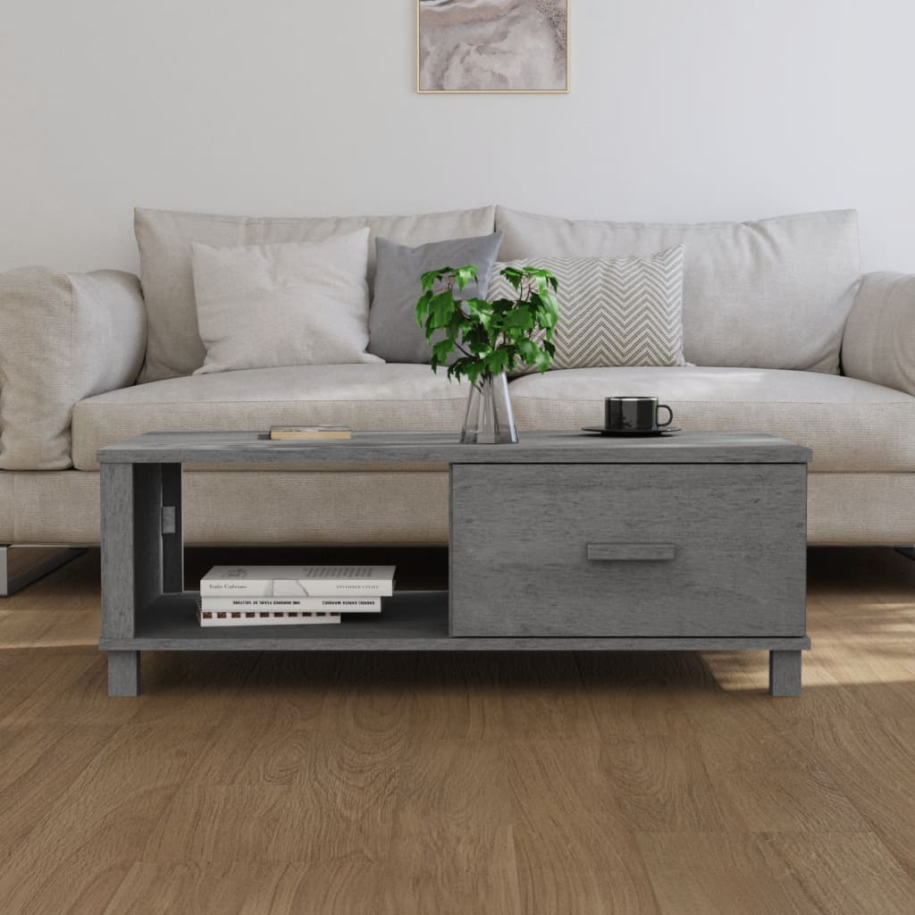 Table Basse HAMAR Gris Foncé 100x55x35 cm Bois Massif Pin