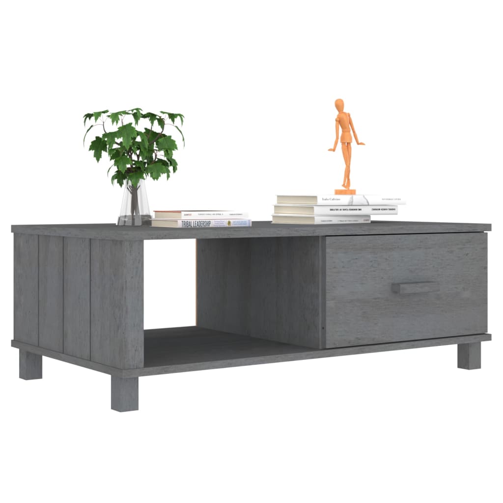 Table Basse HAMAR Gris Foncé 100x55x35 cm Bois Massif Pin