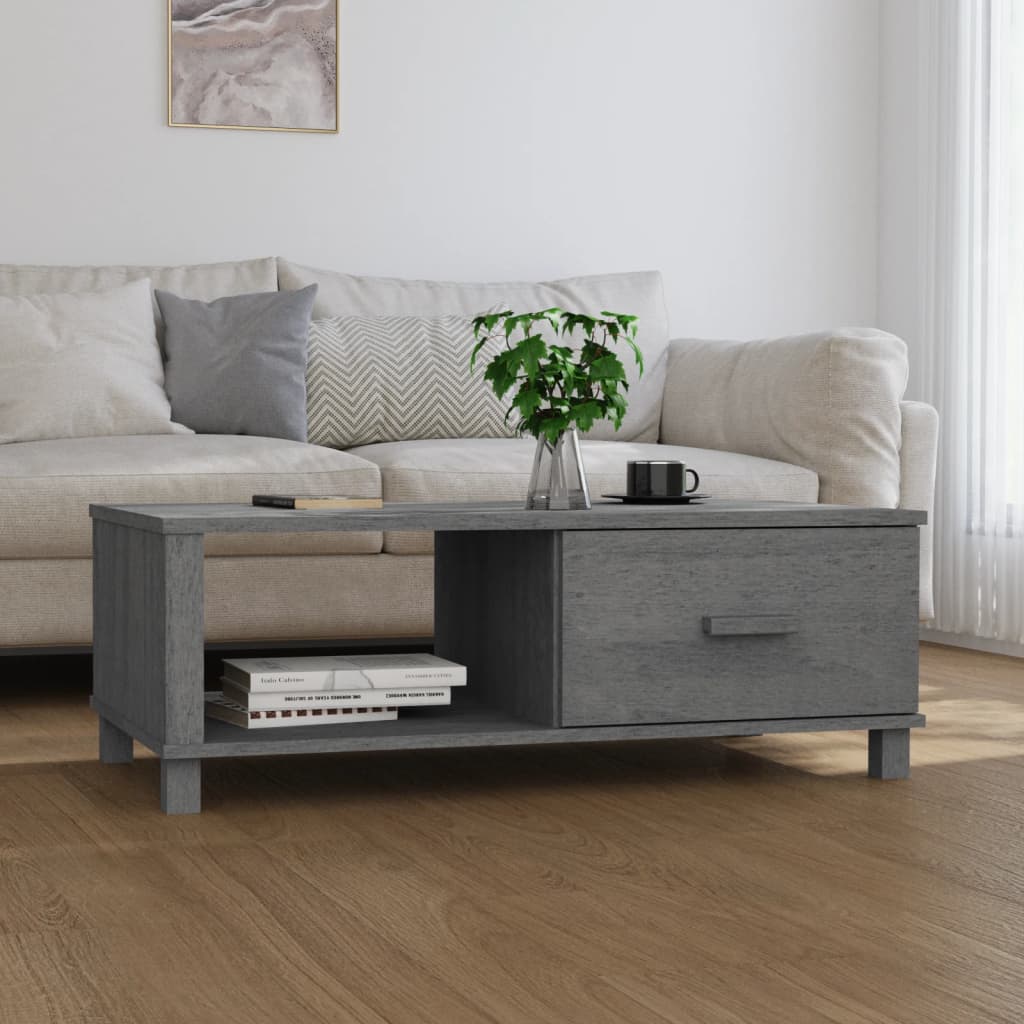 Table Basse HAMAR Gris Foncé 100x55x35 cm Bois Massif Pin