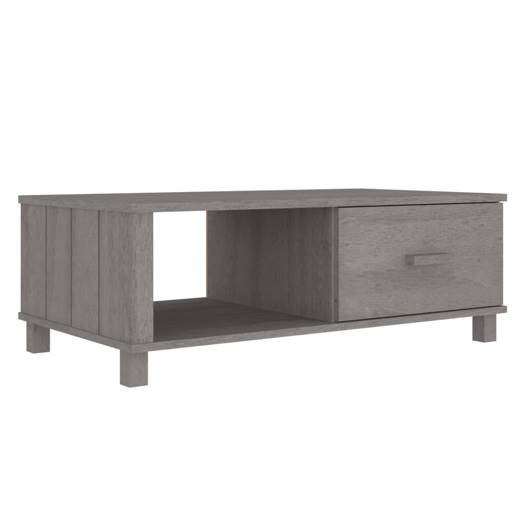 Table Basse HAMAR Gris Clair 100x55x35 cm Bois Massif Pin