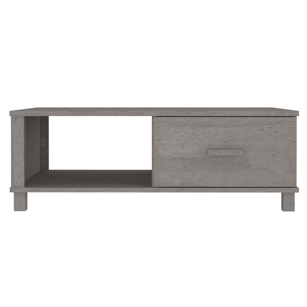 Table Basse HAMAR Gris Clair 100x55x35 cm Bois Massif Pin