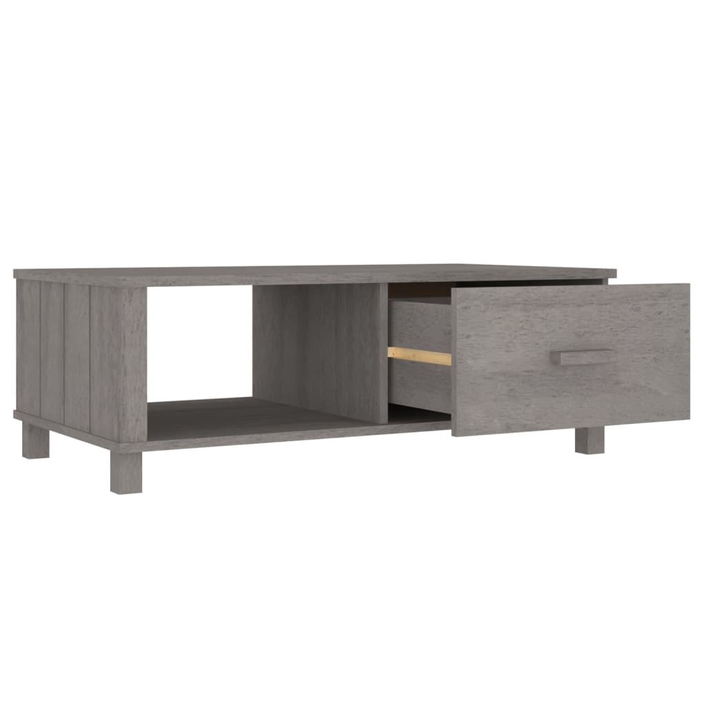 Table Basse HAMAR Gris Clair 100x55x35 cm Bois Massif Pin