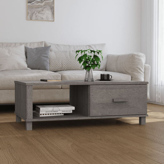 Table Basse HAMAR Gris Clair 100x55x35 cm Bois Massif Pin