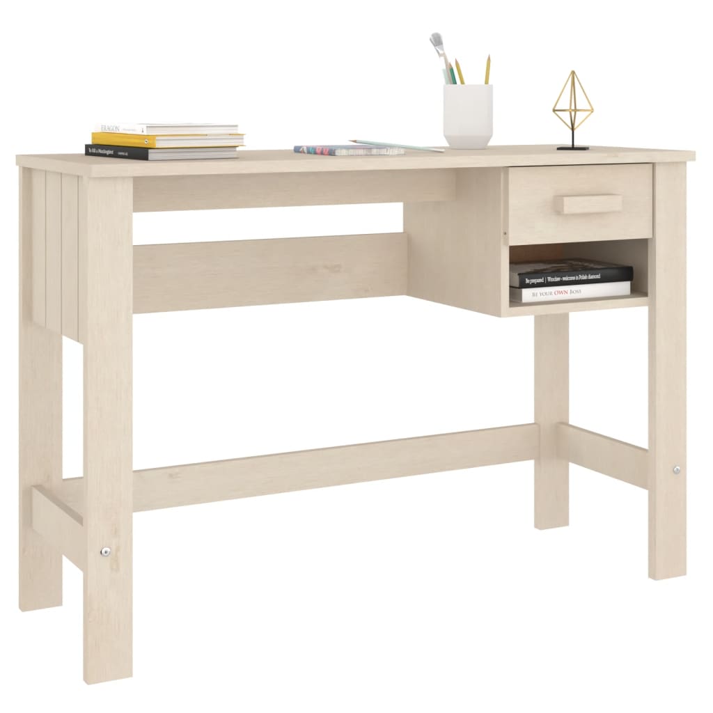 Bureau HAMAR Marron Miel 110x40x75 cm Bois Massif Pin