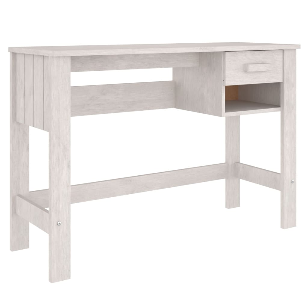 Bureau HAMAR Blanc 110x40x75 cm Pin Massif