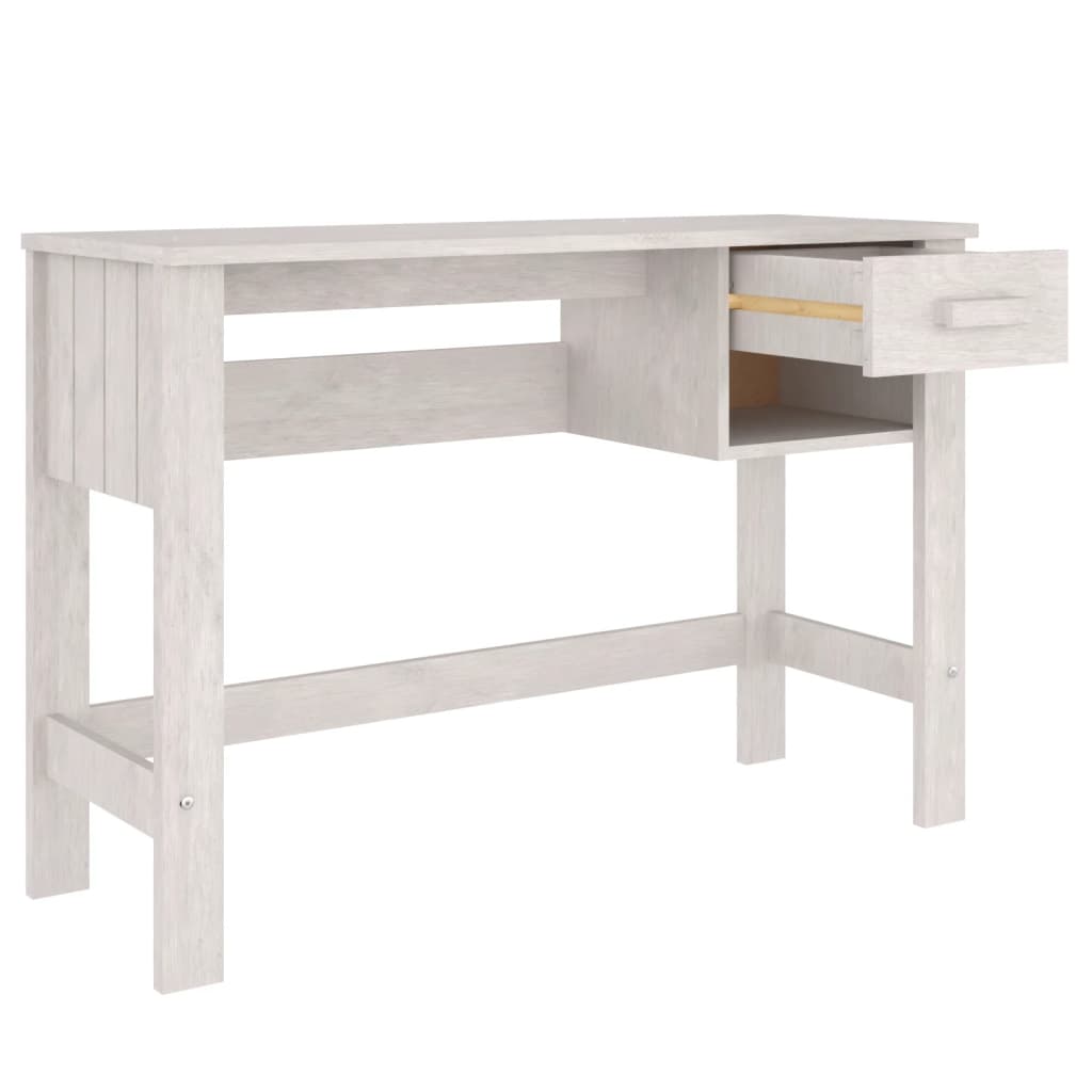 Bureau HAMAR Blanc 110x40x75 cm Pin Massif