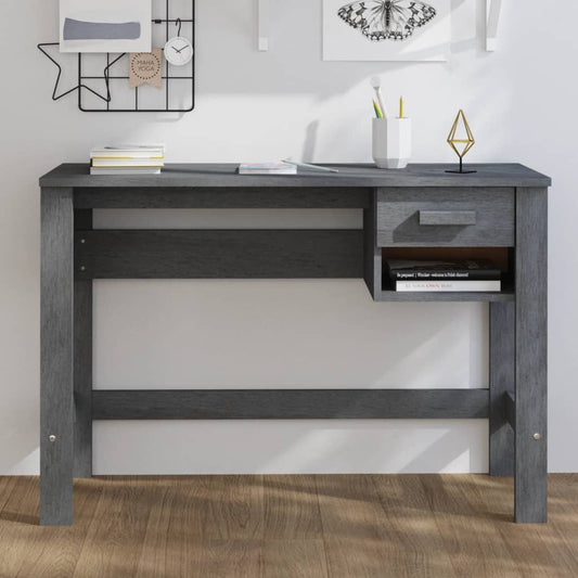 vidaXL Desk HAMAR Dark Grey 110x40x75 cm Solid Wood Pine