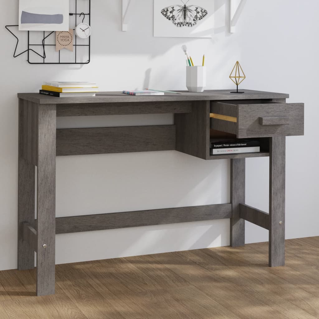 Bureau HAMAR Gris Clair 110x40x75 cm Bois Massif Pin