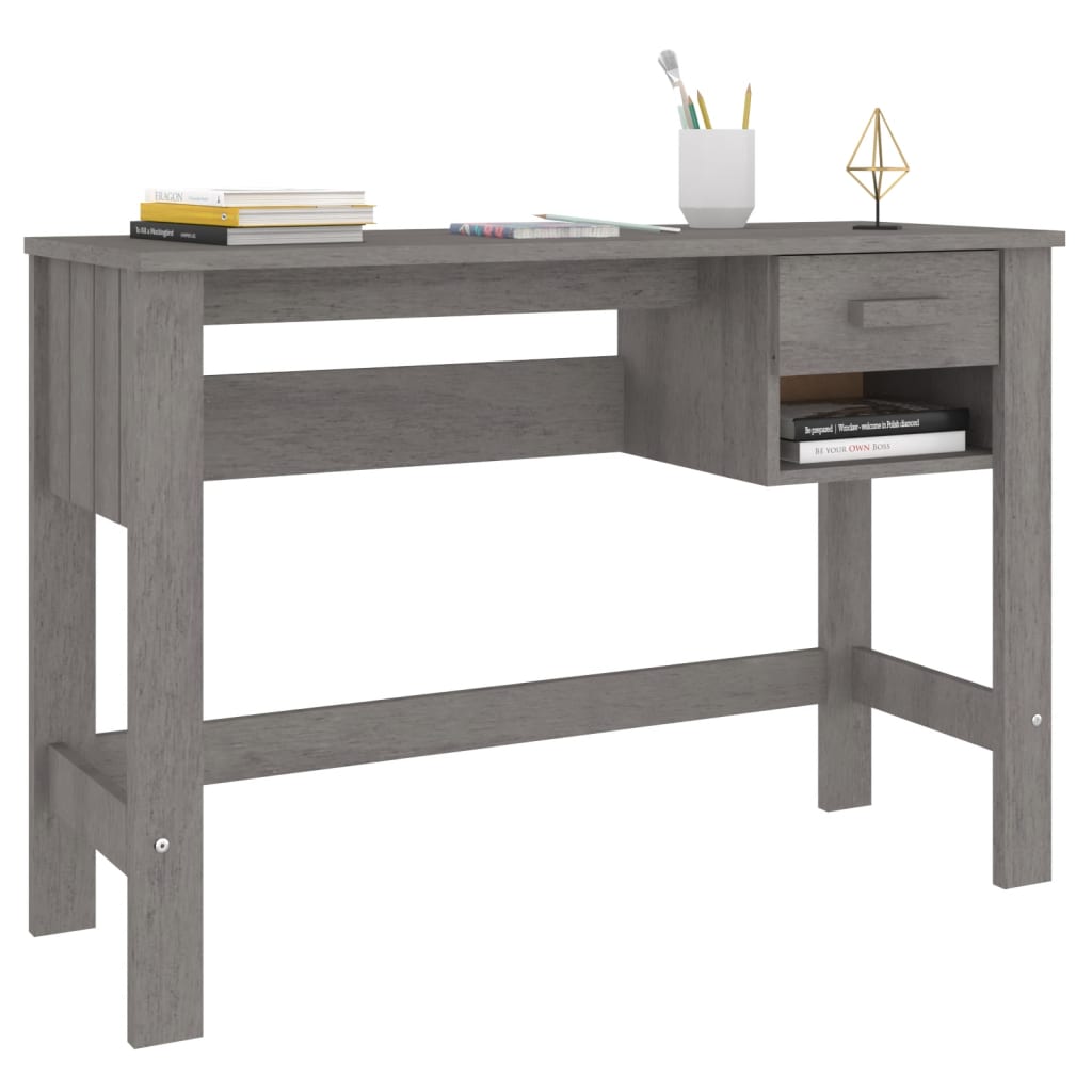 Bureau HAMAR Gris Clair 110x40x75 cm Bois Massif Pin