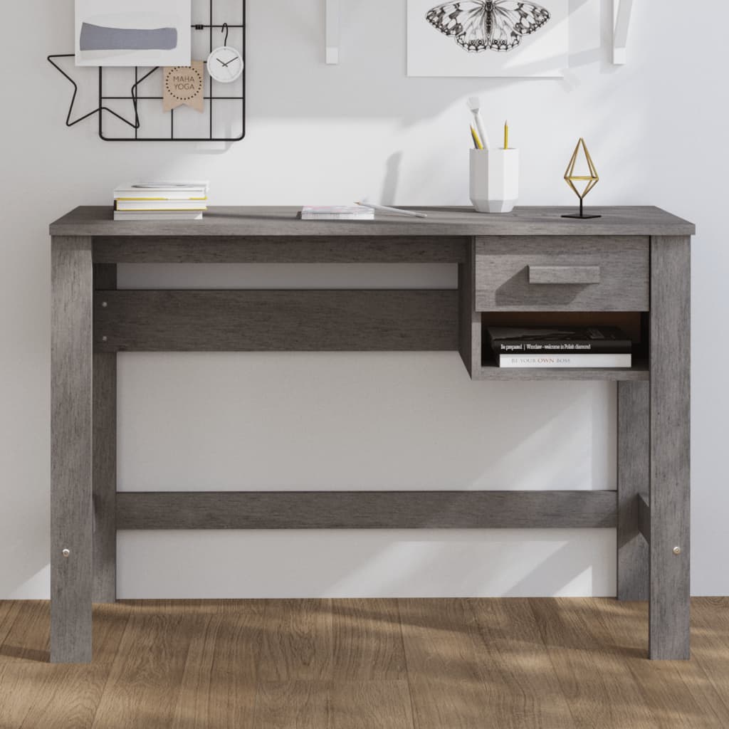 Bureau HAMAR Gris Clair 110x40x75 cm Bois Massif Pin